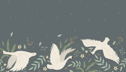 Swan Bloom, Spring (green) | Extraordinary Wallpaper by Rebel Walls