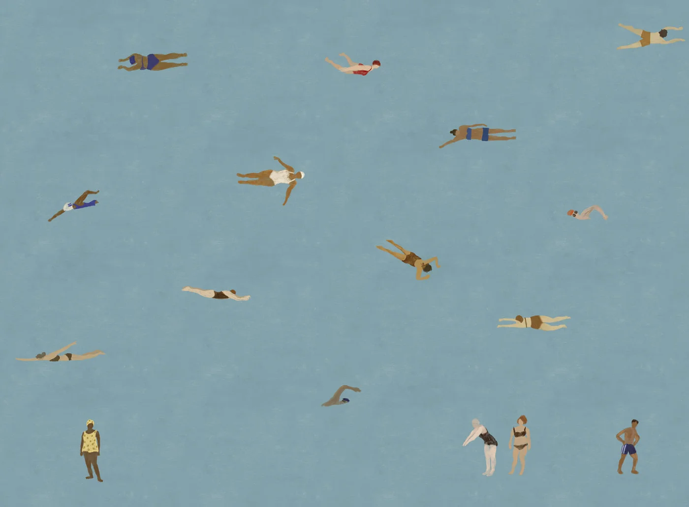 rebelwalls-swimmers-blue-r20632-flat Swimmers, Blue Meet a Rebel Walls Wallpaper R20632