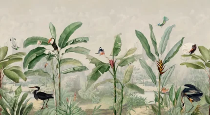 Tropical Palms, Birds