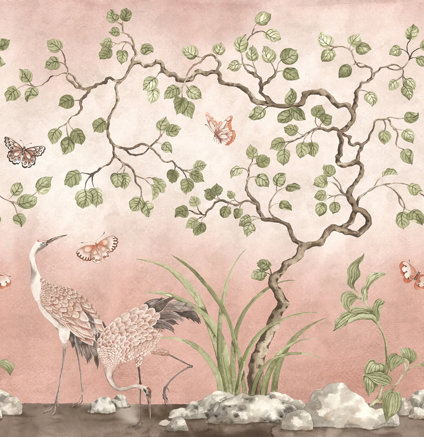 rebelwalls-where-cranes-dream-pink-r21996-flat Where Cranes Dream, Pink - Image 1