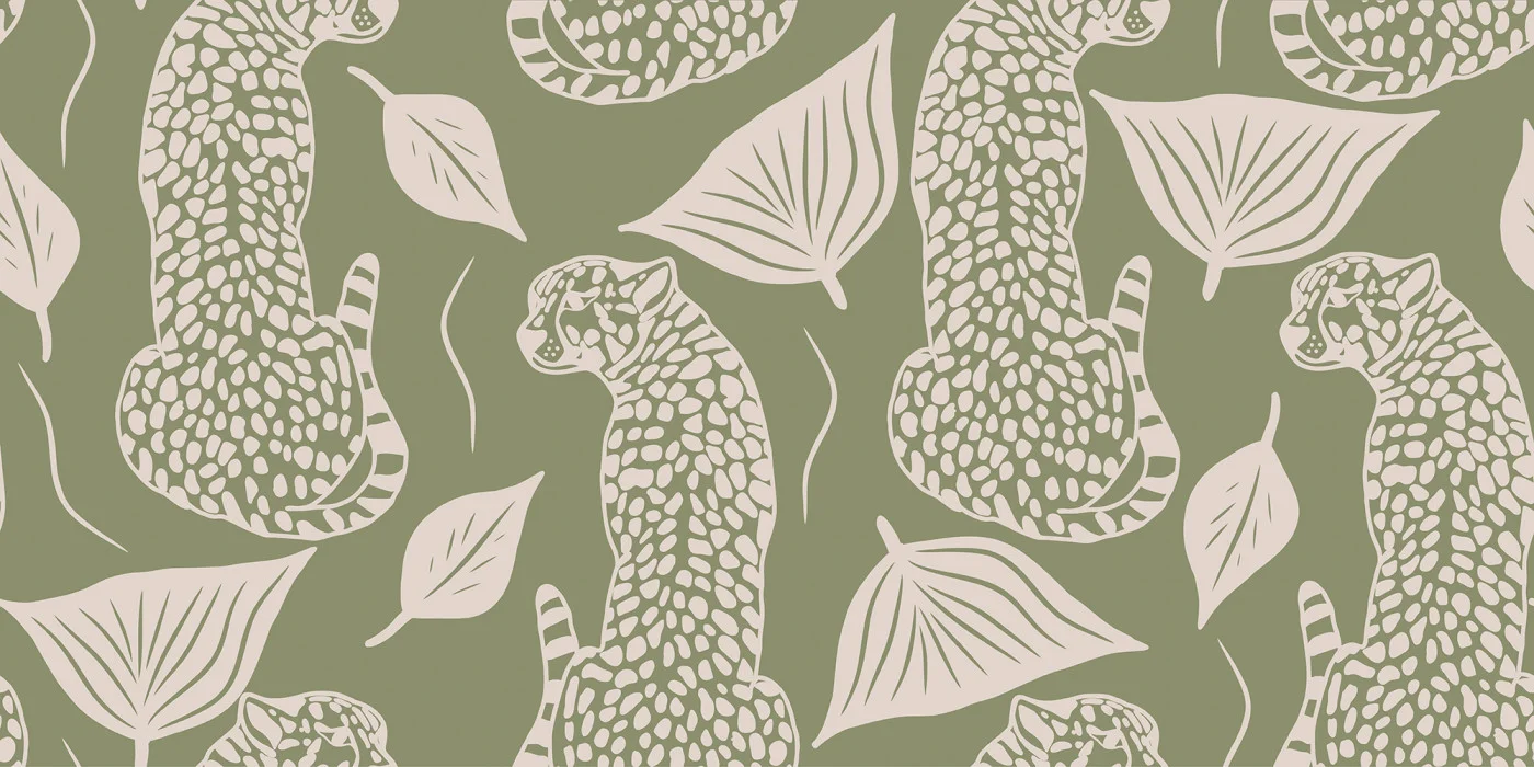 rebelwalls-whimsy-leopard-green-r21700-flat Whimsy Leopard, Green | Free Shipping - Image 1