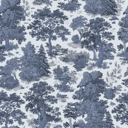 Woodland Toile, Blue | Extraordinary Wallpaper by Rebel Walls