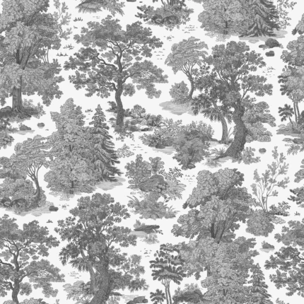 Woodland Toile, Gray | Extraordinary Wallpaper by Rebel Walls