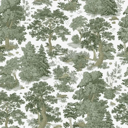 Woodland Toile, Green | Extraordinary Wallpaper by Rebel Walls