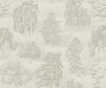 Yggdrasil Forest, Beige Wallpaper – A Serene Woodland Escape