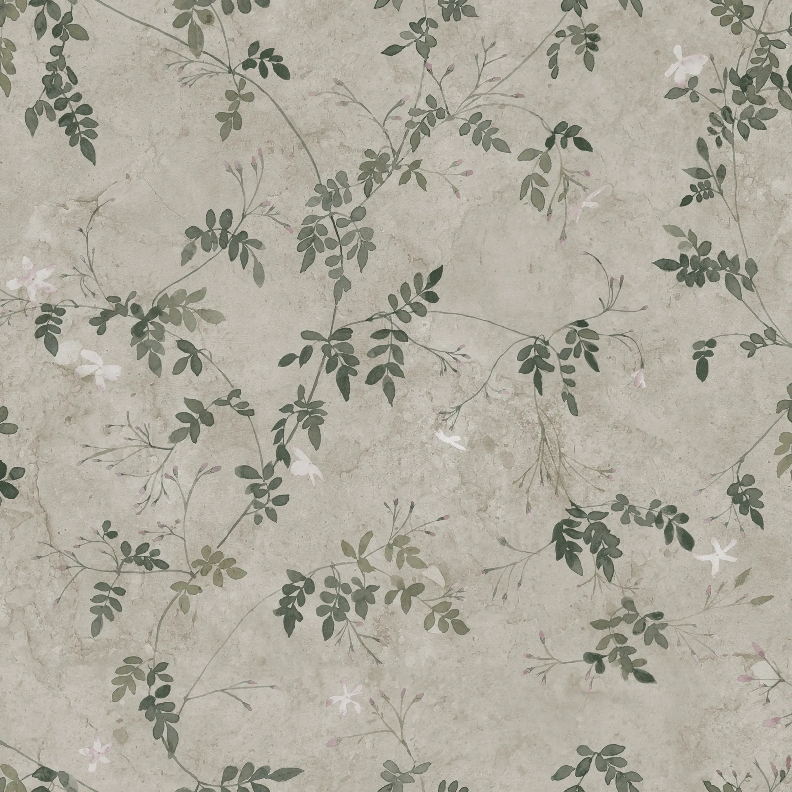 Irene Olive Green Botanical Wallpaper by Sandberg