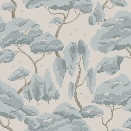 Kristoffer Misty Blue Floral Wallpaper by Sandberg