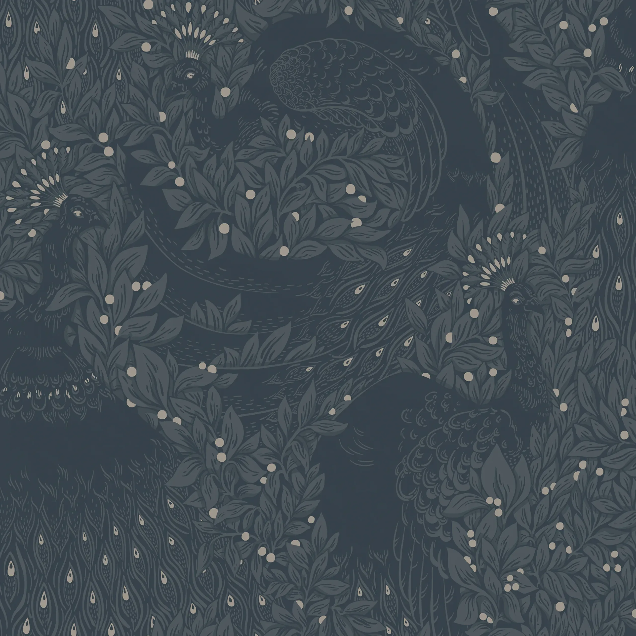 Evelina Indigo Blue Botanical Wallpaper by Sandberg