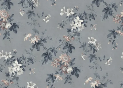 Faded Passion Misty Blue Large Pattern Mural by Sandberg Jordnära Wallpaper S10133