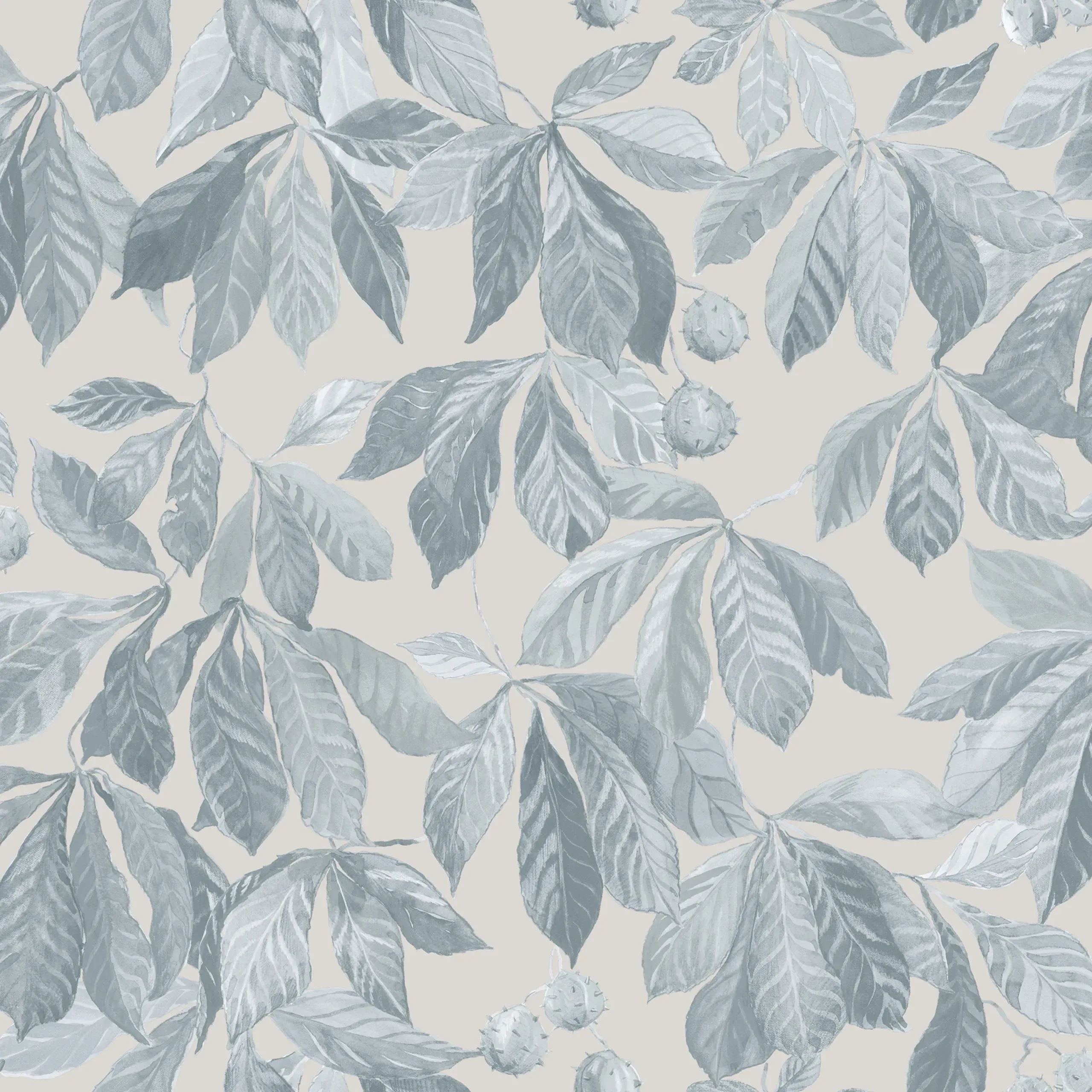 Kersti Soft Blue Leaf Wallpaper by Sandberg