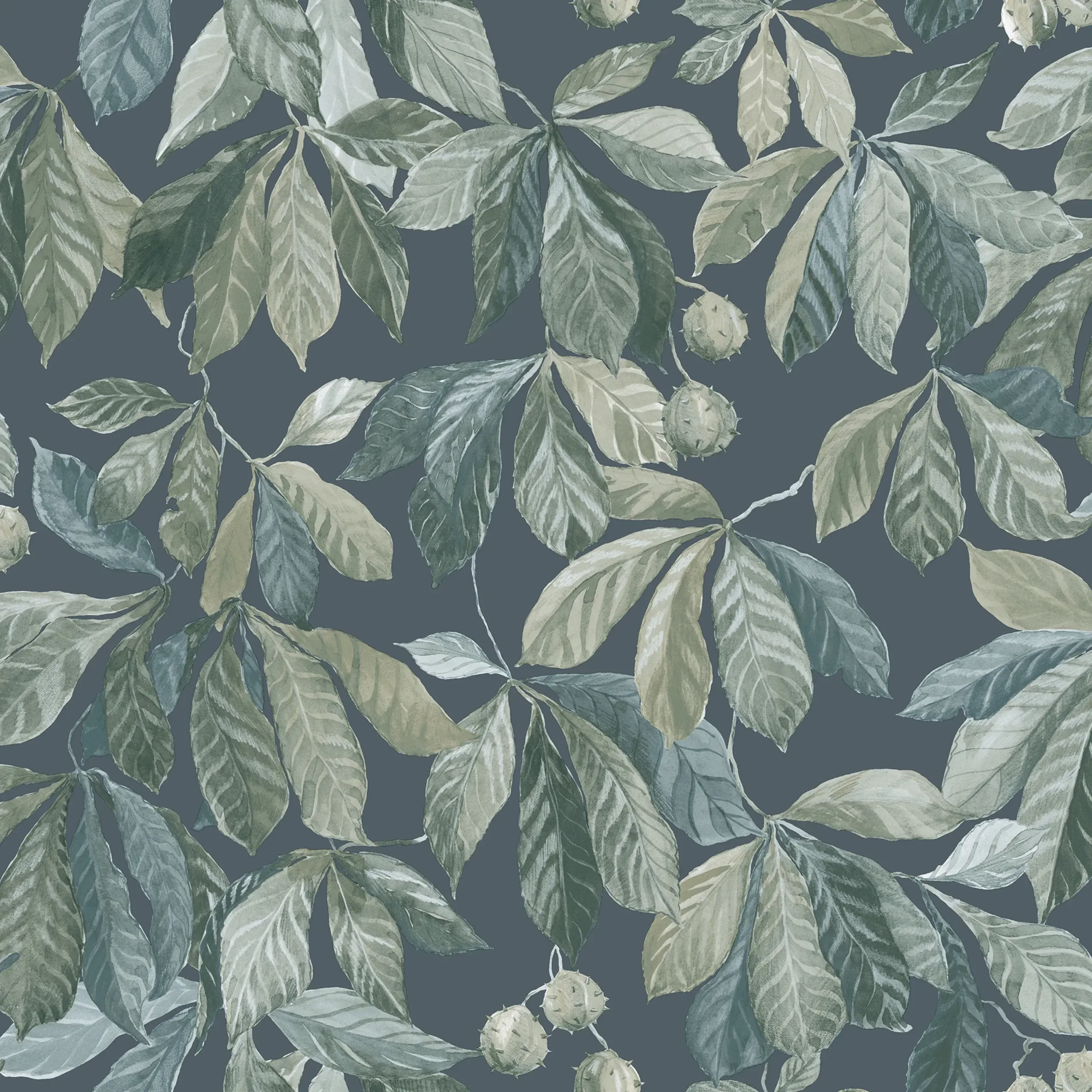 Kersti Indigo Leaf Wallpaper by Sandberg