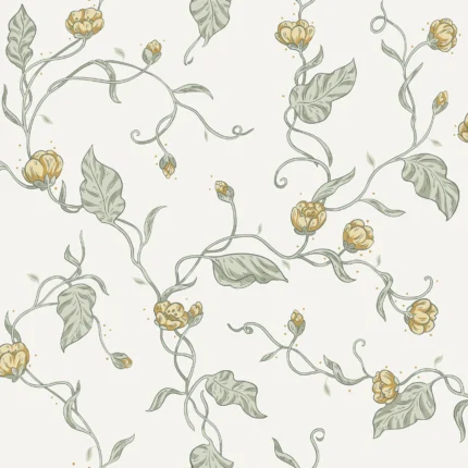 Elmire Spring Green Leaf Wallpaper by Sandberg