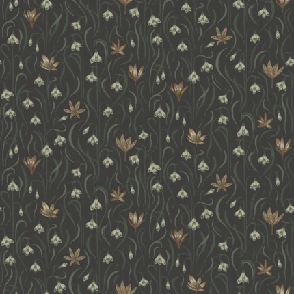 Signe Charcoal Leaf Wallpaper by Sandberg