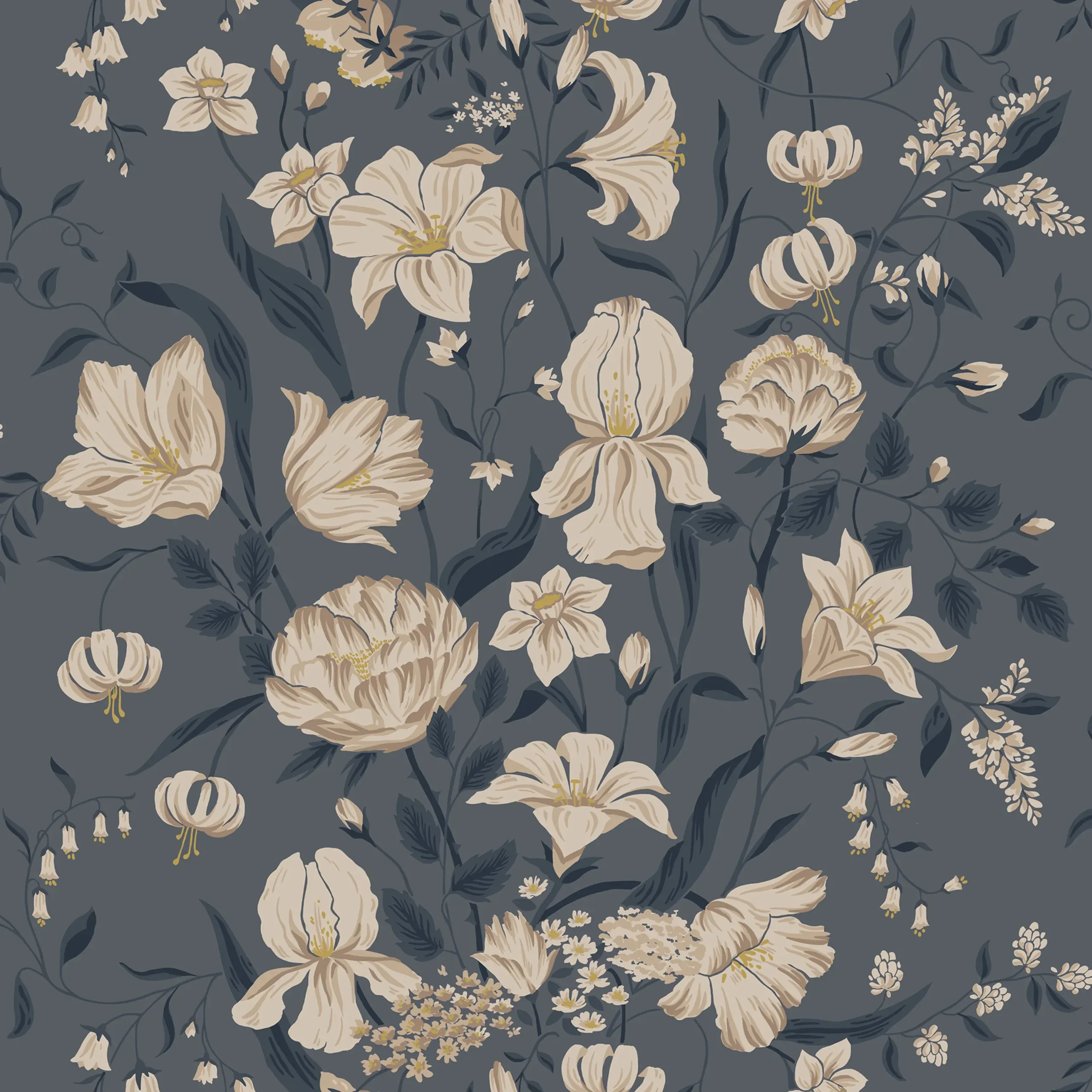 Karins Bukett Indigo Modern Wallpaper by Sandberg