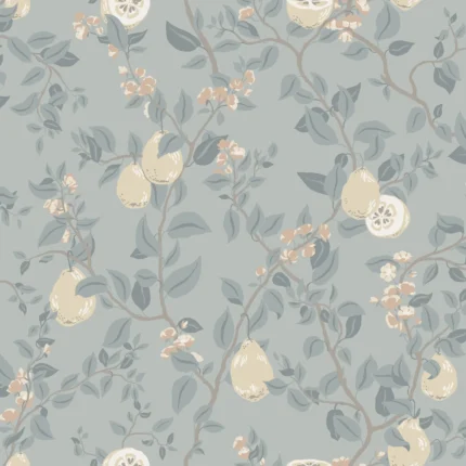 Kvitten Soft Blue Botanical Wallpaper by Sandberg