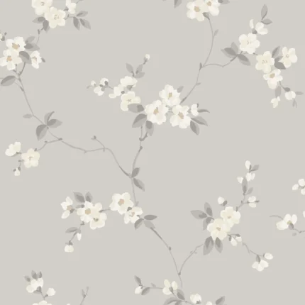 Engla Mineral Gray Floral Wallpaper by Sandberg