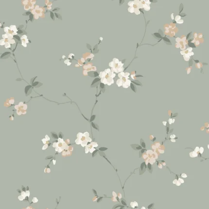 Engla Sage Green Floral Wallpaper by Sandberg