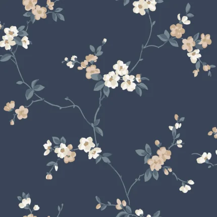 Engla Classic Blue Floral Wallpaper by Sandberg