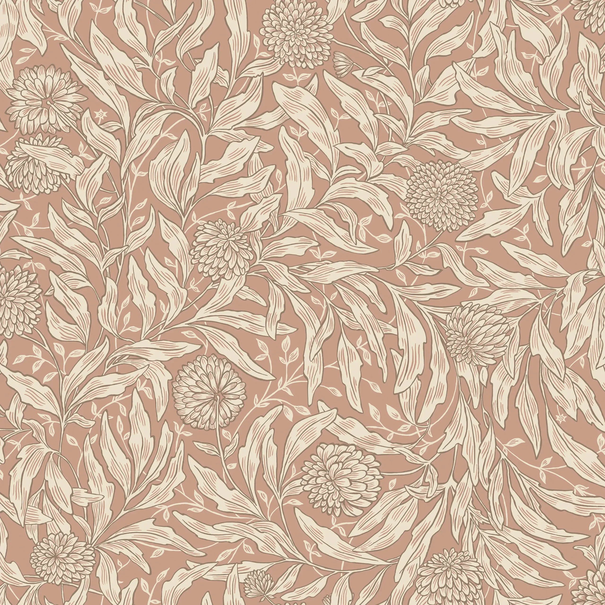 Olof Terracotta Botanical Wallpaper by Sandberg