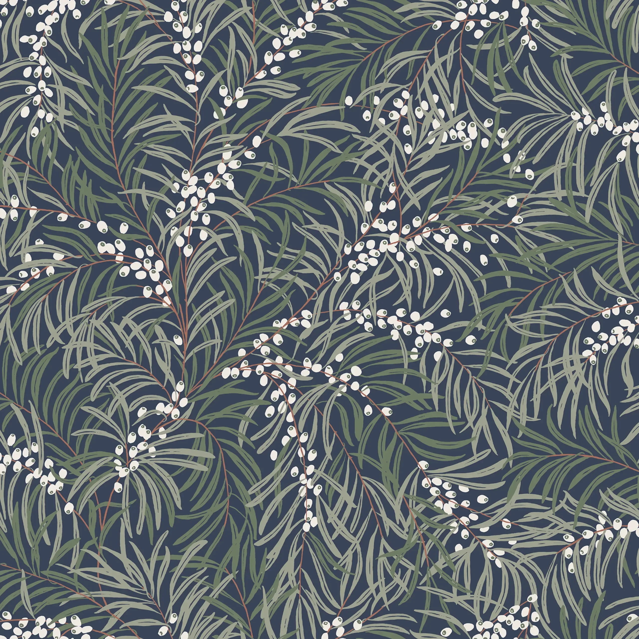 Idun Classic Blue Botanical Wallpaper by Sandberg