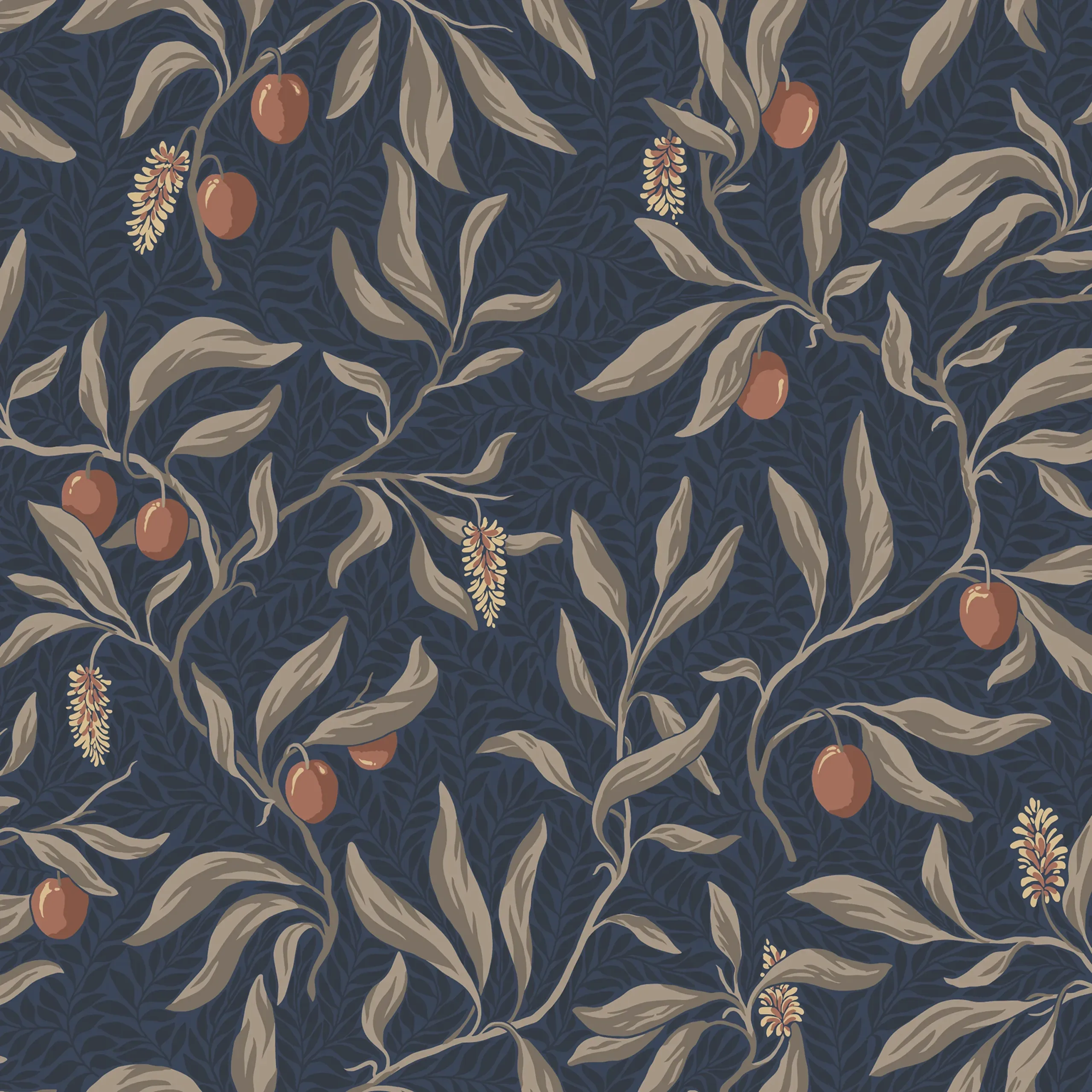 Vinnie Classic Blue Botanical Wallpaper by Sandberg