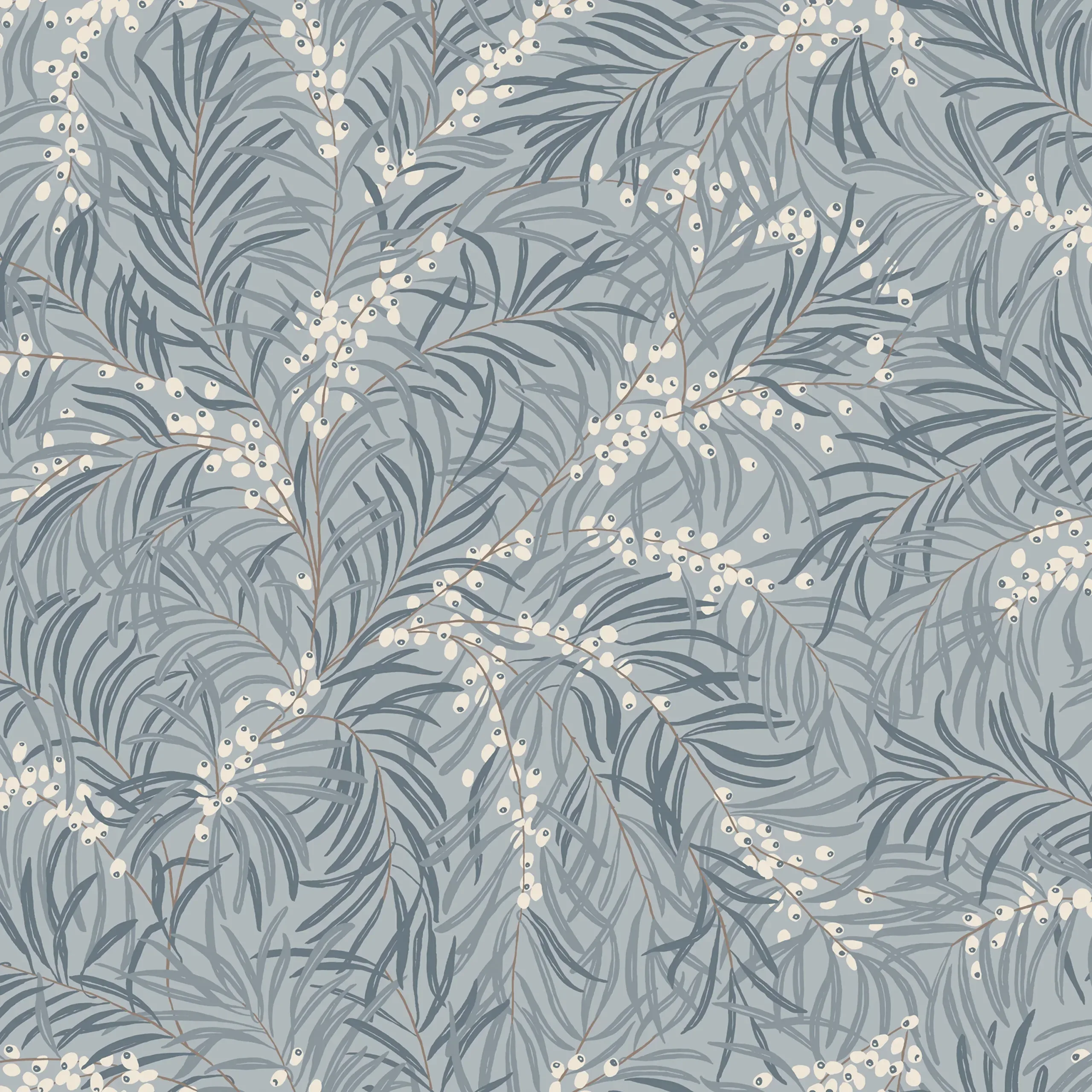 Idun Misty Blue Botanical Wallpaper by Sandberg