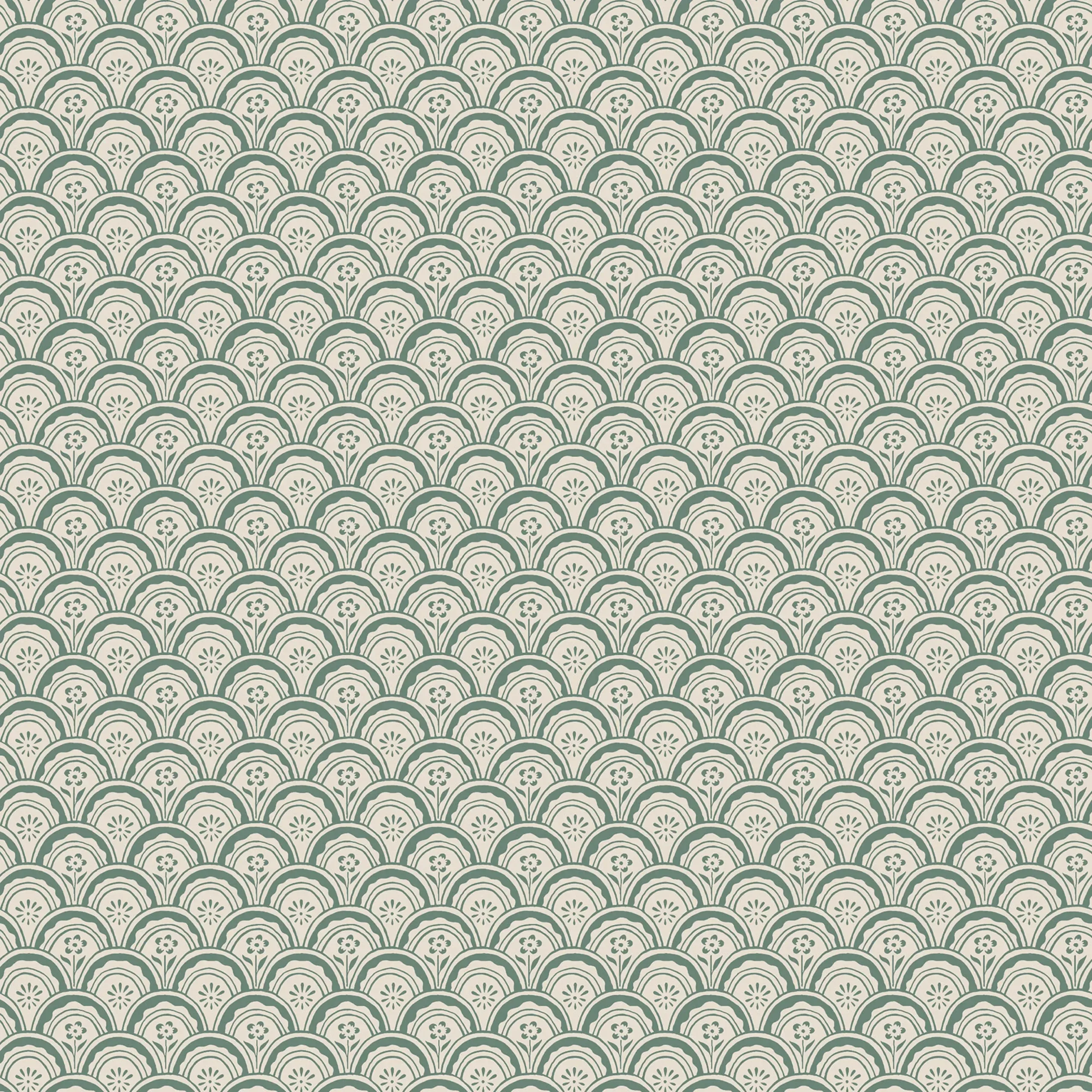 Beata Moss Green Small Pattern Wallpaper by Sandberg
