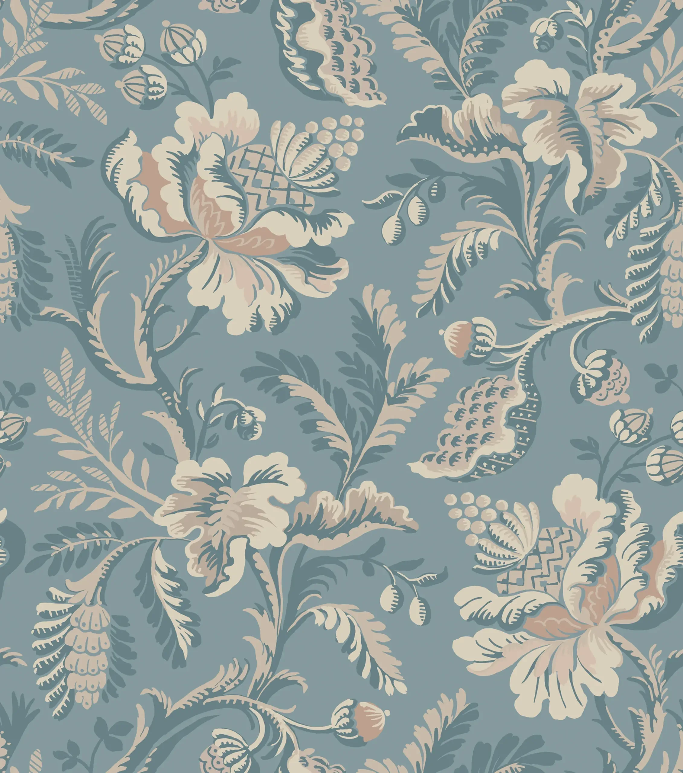 Daphne Misty Blue Floral Wallpaper by Sandberg