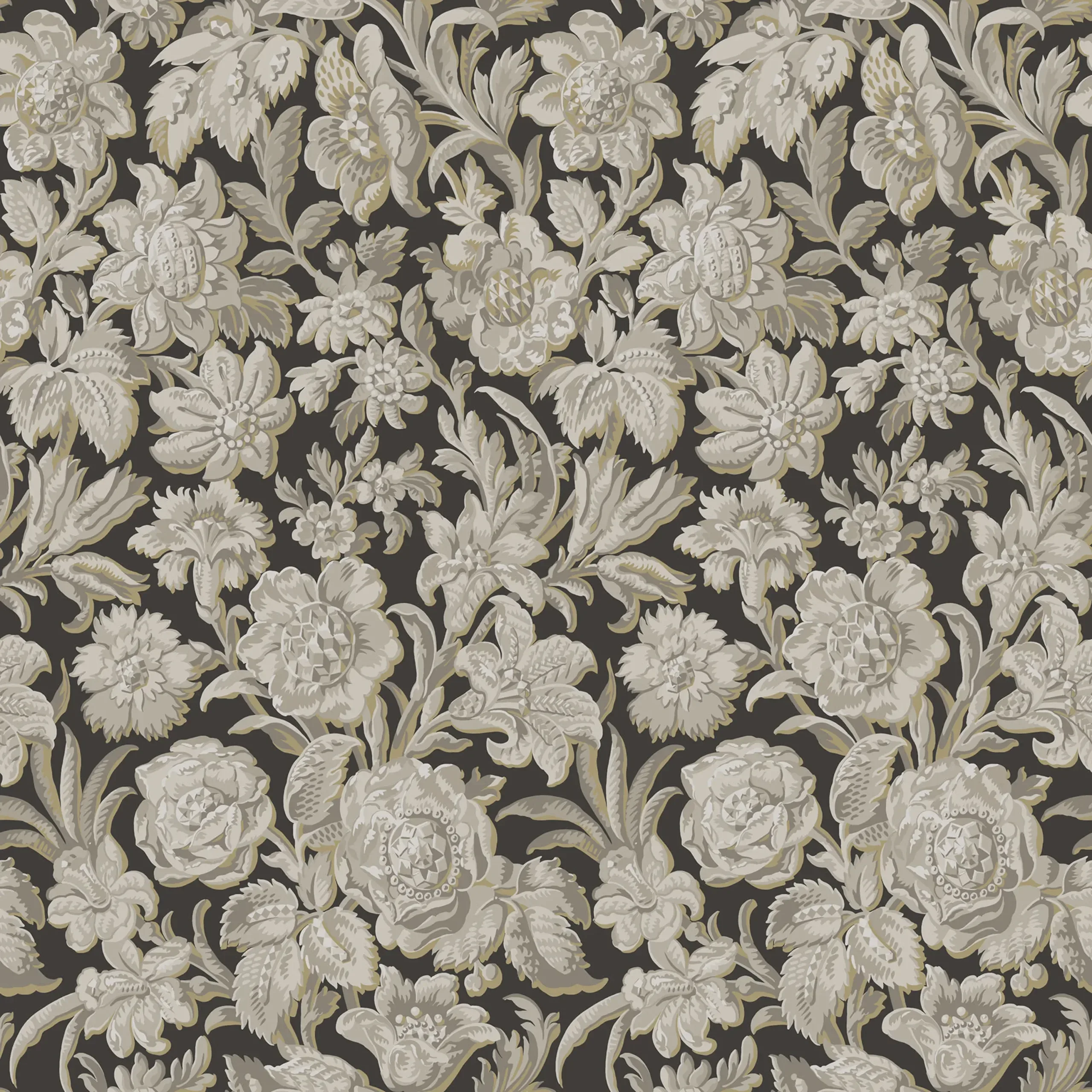 Valentin Charcoal Floral Wallpaper by Sandberg