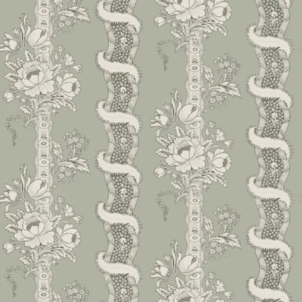 Alexandra Sage Green Stripe Wallpaper by Sandberg