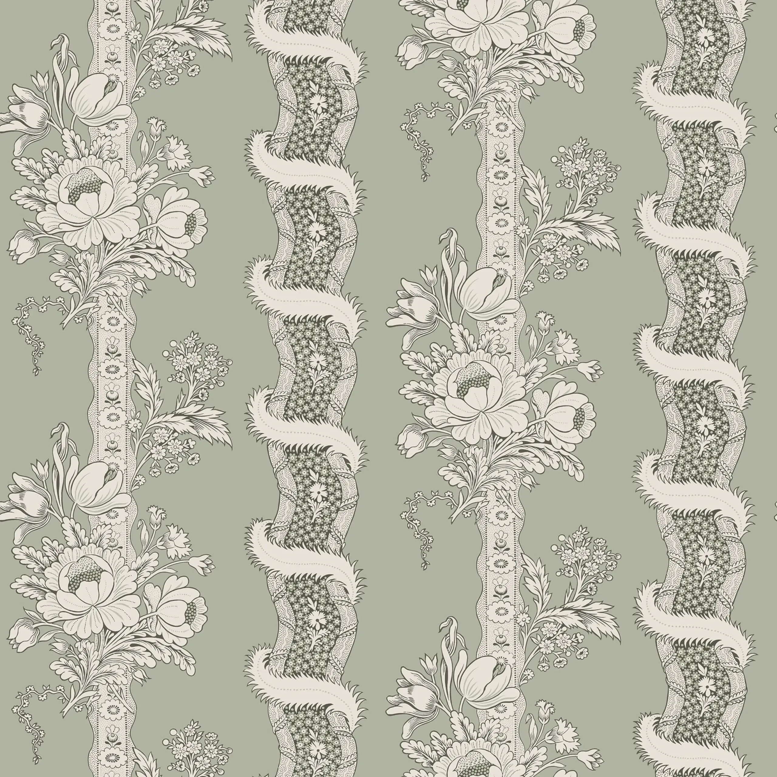 Alexandra Sage Green Stripe Wallpaper by Sandberg