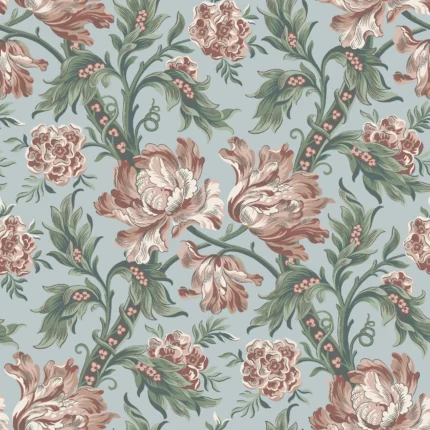 Amelia Sky Blue Floral Wallpaper by Sandberg