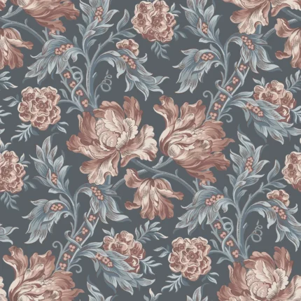 Amelia Indigo Blue Floral Wallpaper by Sandberg