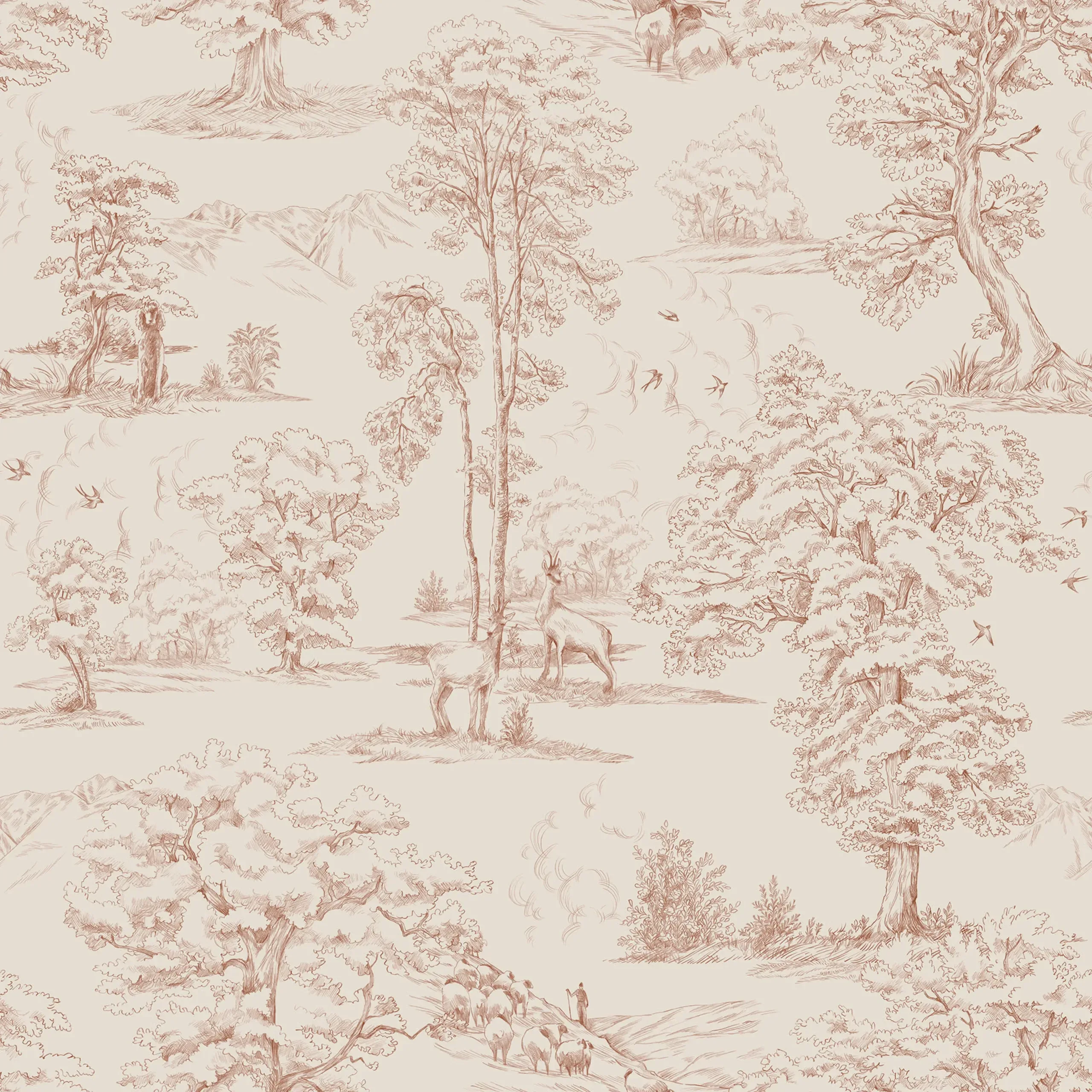 Montfort Terracotta Botanical Wallpaper by Sandberg Montfort Terracotta Botanical Wallpaper by Sandberg
