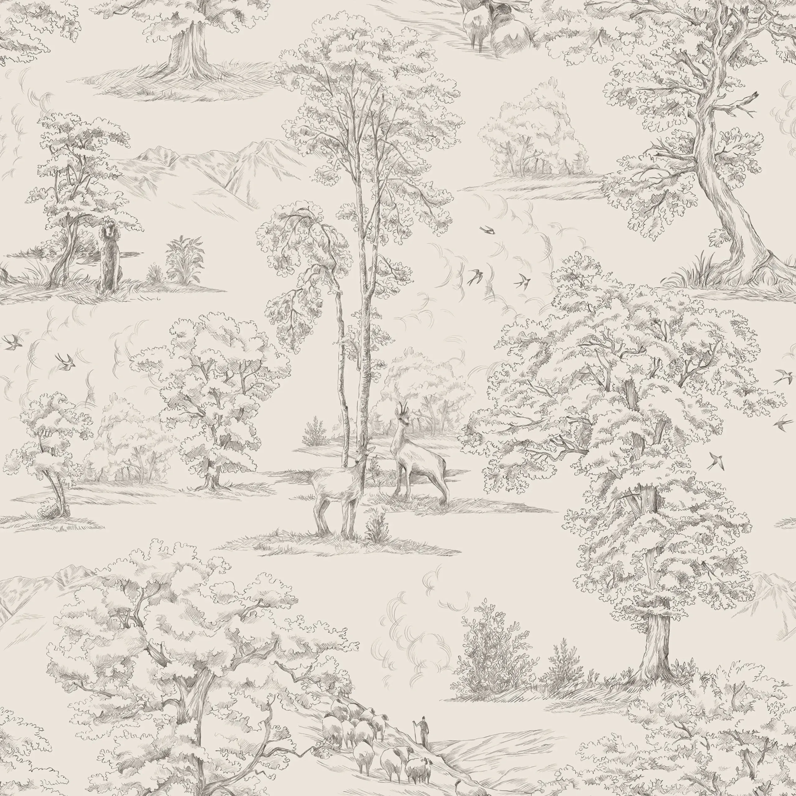 Montfort Graphite Botanical Wallpaper by Sandberg
