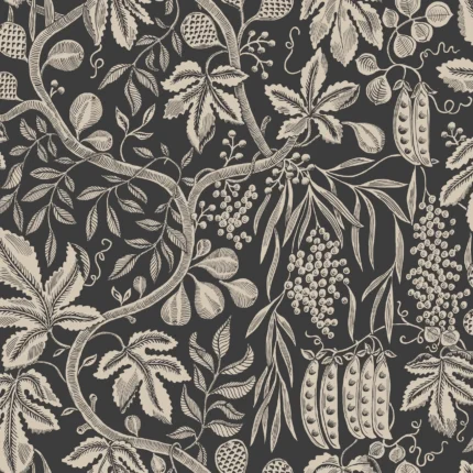 Fig Garden Charcoal Botanical Wallpaper by Sandberg