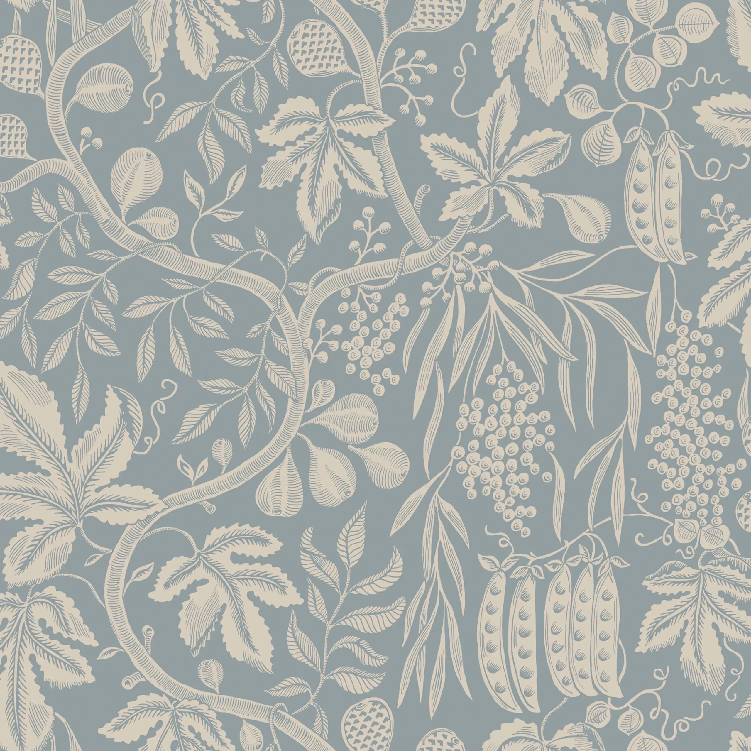 Fig Garden Misty Blue Botanical Wallpaper by Sandberg