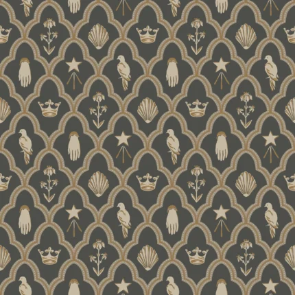Turtledove Barn Charcoal Checkered Wallpaper by Sandberg