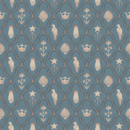 Turtledove Barn Indigo Blue Checkered Wallpaper by Sandberg