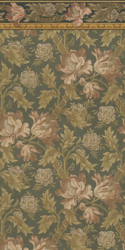 Esther Forest Green Botanical Mural by Sandberg Le Village Wallpaper S10277