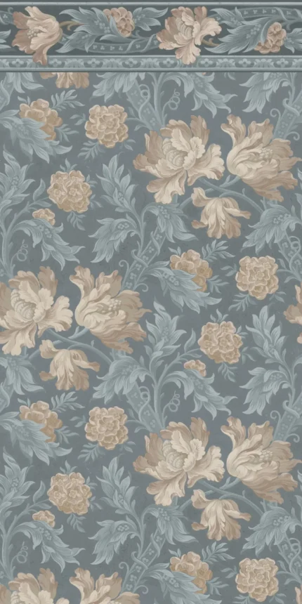 Esther Misty Blue Botanical Mural by Sandberg