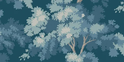 Raphael Midnight Blue Botanical Mural by Sandberg Le Village Wallpaper S10279