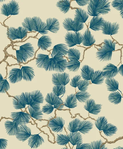 Pine Blue Botanical Wallpaper by Sandberg