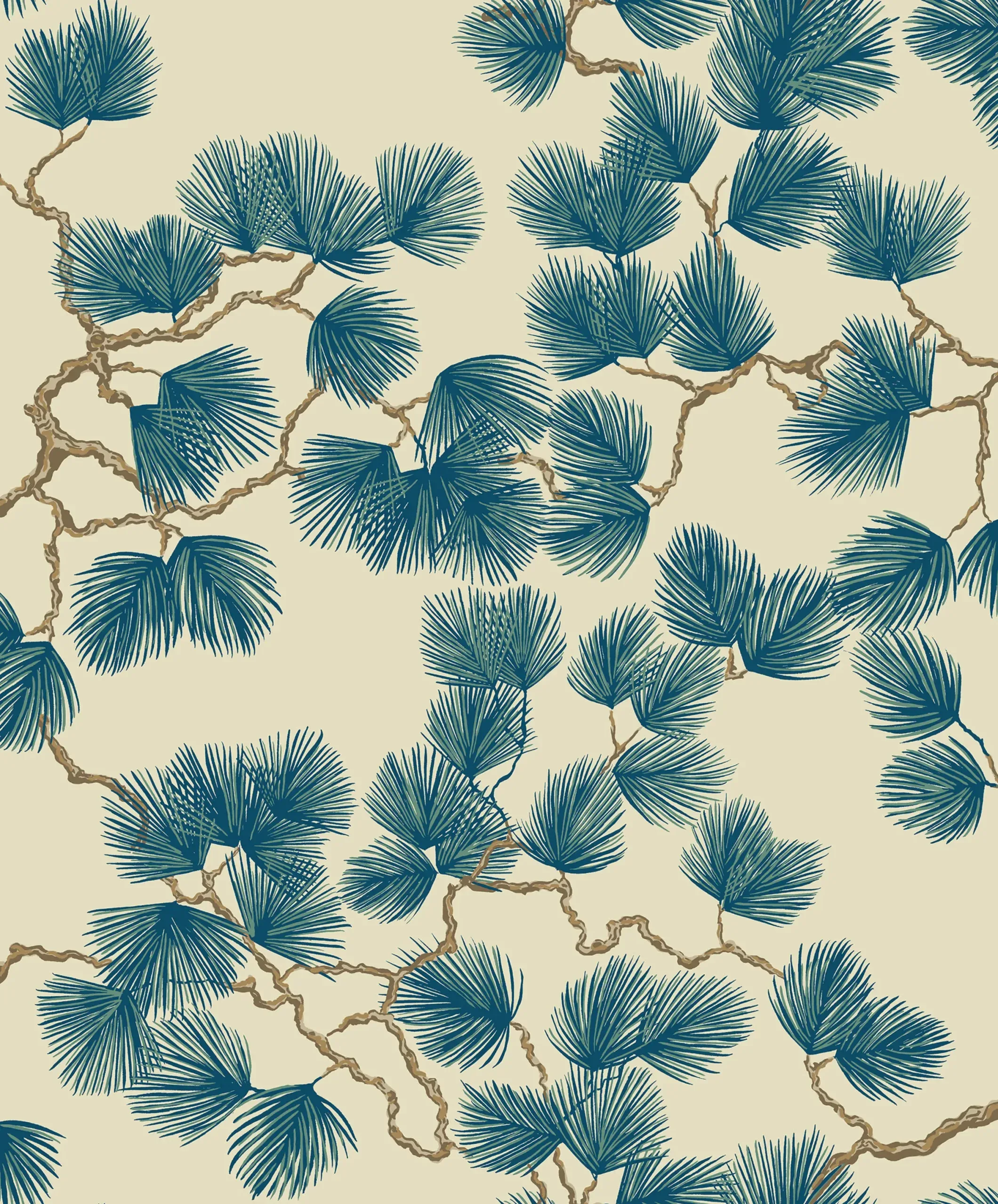 Pine Blue Botanical Wallpaper by Sandberg