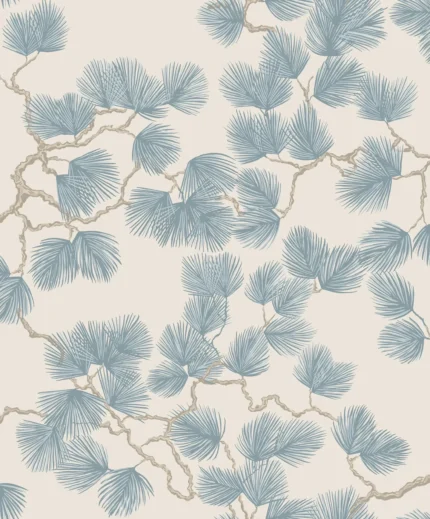 Pine Misty Blue Botanical Wallpaper by Sandberg