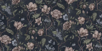 Belinda Dark Blue Botanical Mural by Sandberg