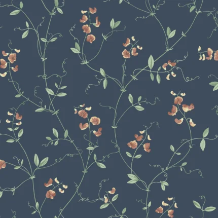 Sanna Classic Blue Floral Wallpaper by Sandberg