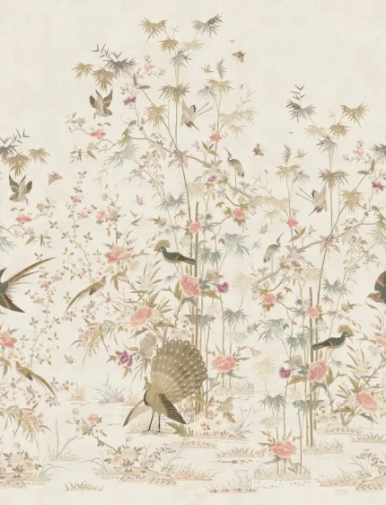 Chinoiserie Garden Eggshell Floral Mural by Sandberg