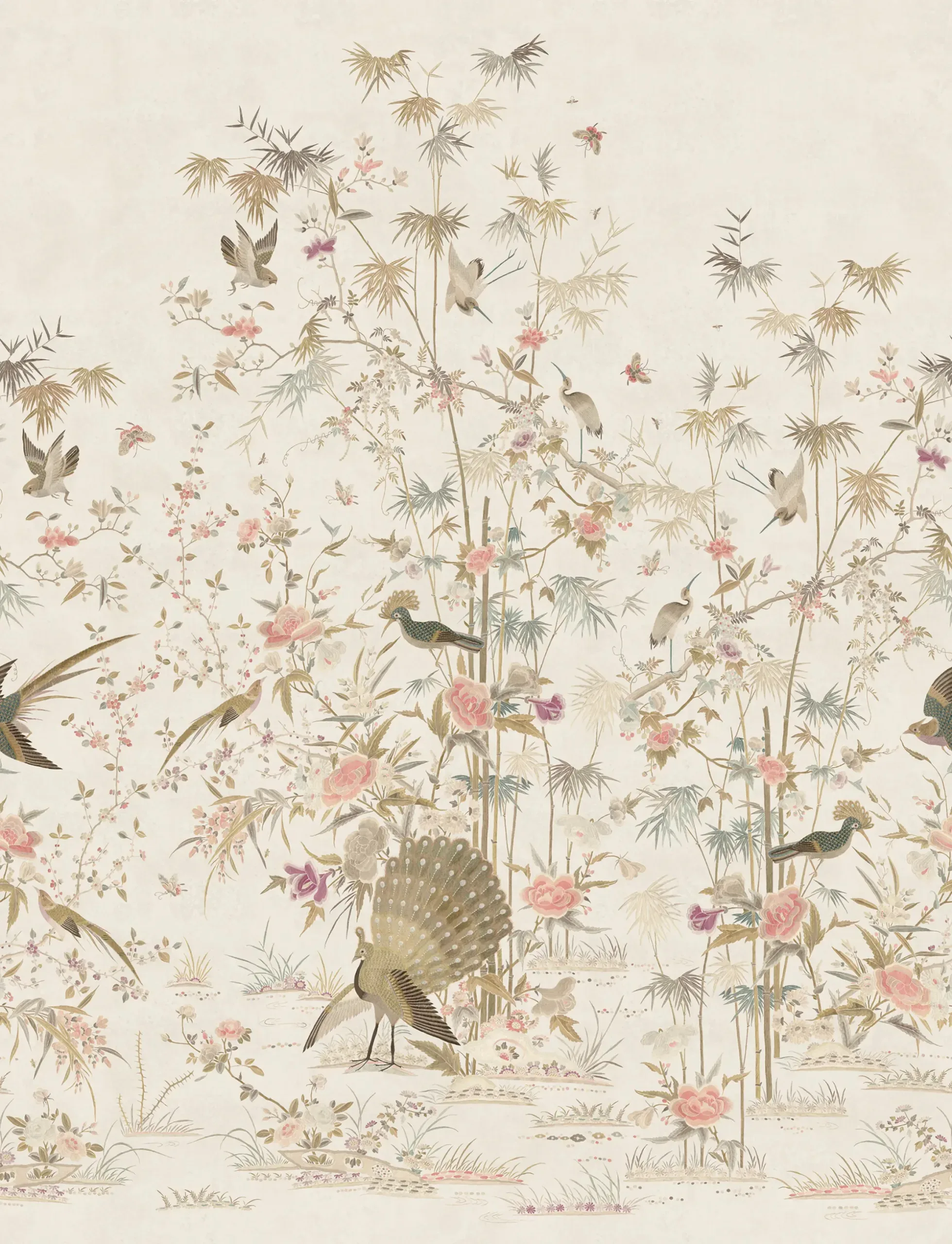 Chinoiserie Garden Eggshell Floral Mural by Sandberg