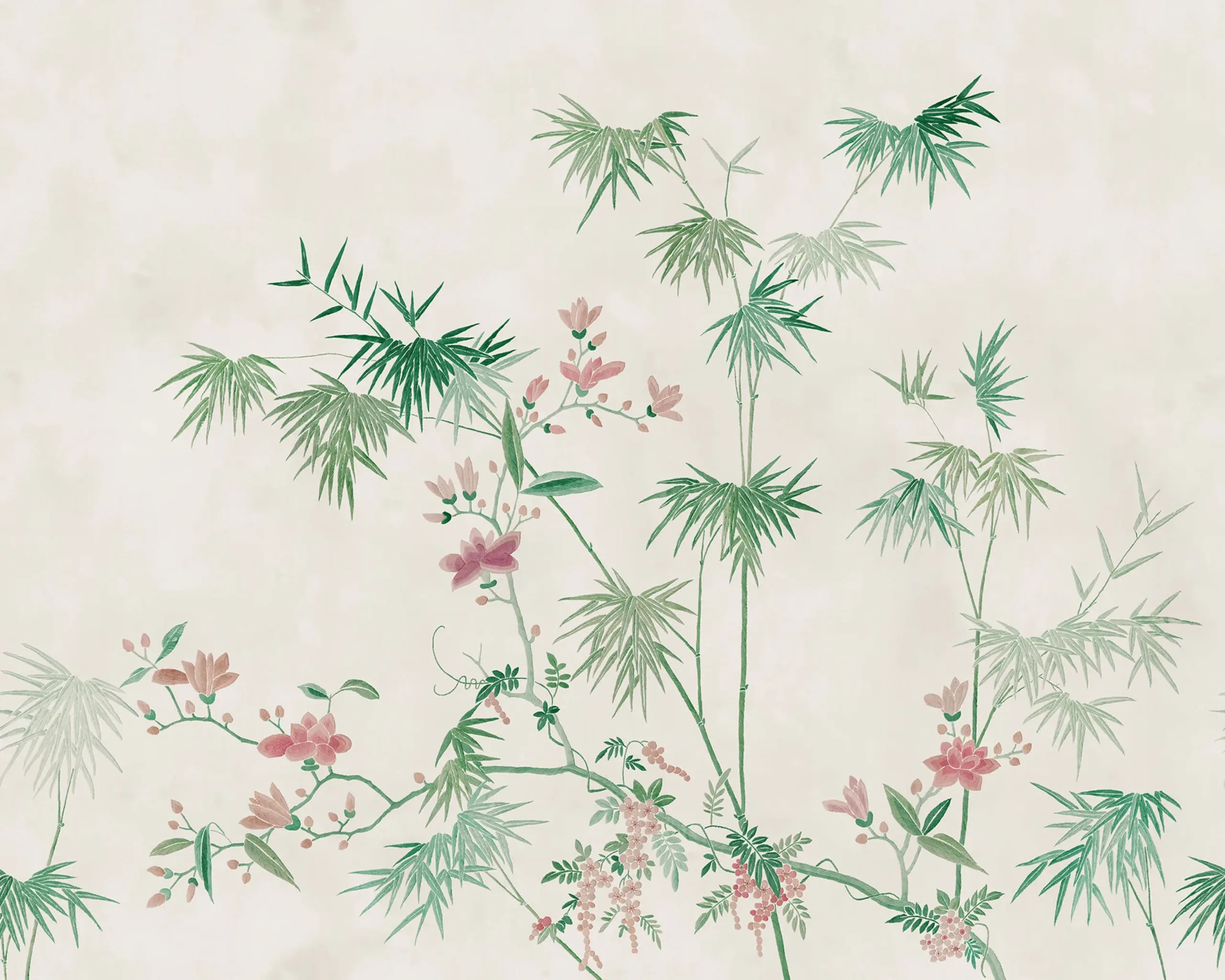Bamboo Grove Green Botanical Mural by Sandberg
